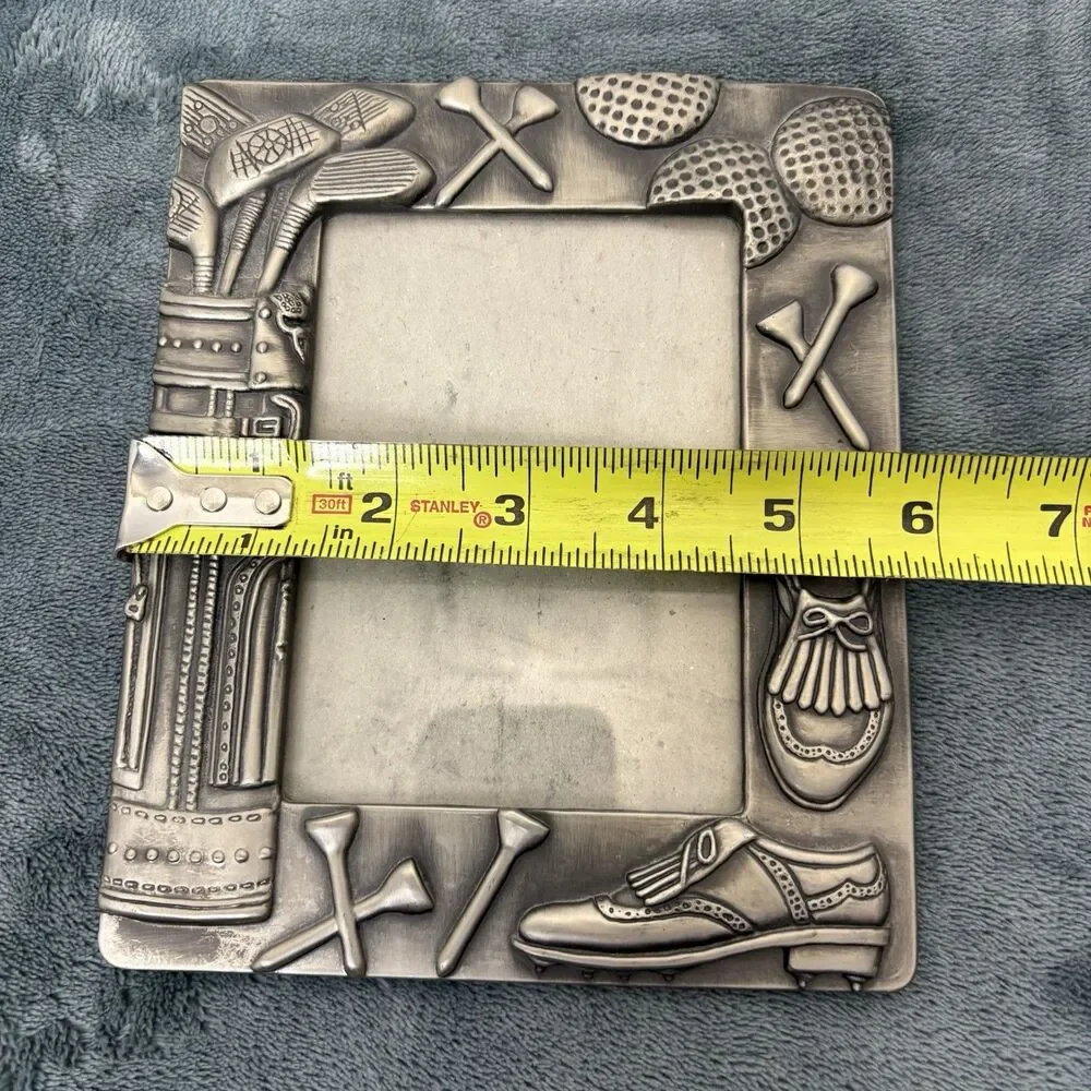 Classic Golf Metal Picture Frame with Golf Theme 3D Design Fits 3 1/2